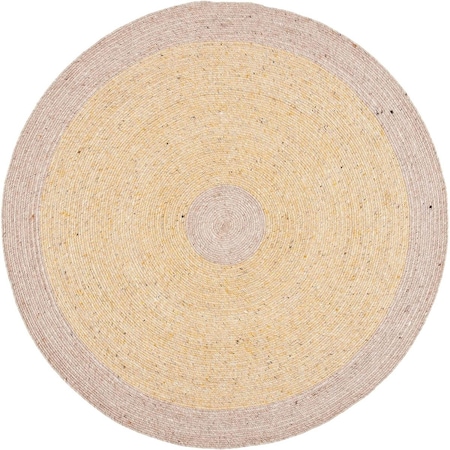 Safavieh 5 x 5 ft. Braided Hand-Woven Wool & Cotton Round Round Rug; Gold & Beige BRD908D-5R